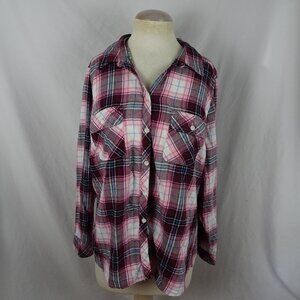 Croft & Barrow Women Plaid Button Up Top Size 1X